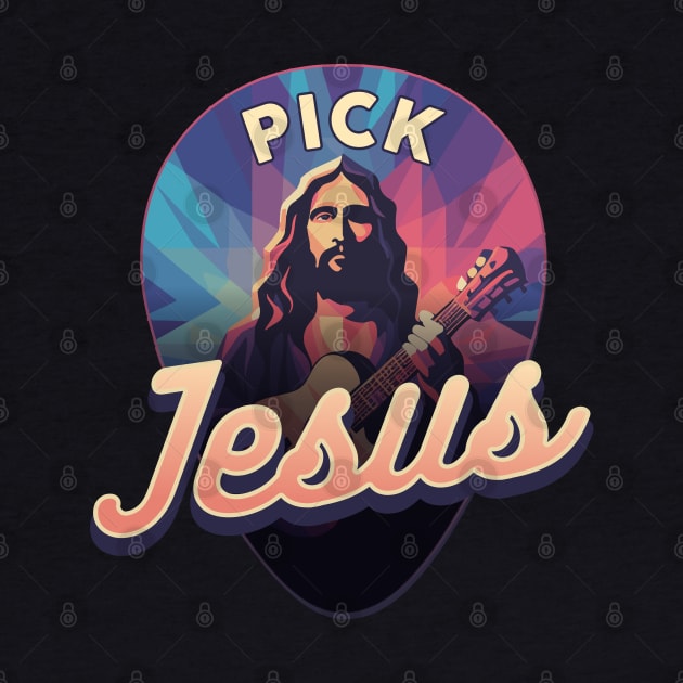 Pick Jesus Inspirational Guitar Pick Musician Design by DanielLiamGill